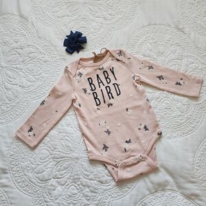 Pink Baby Bird Long Sleeve Onesie